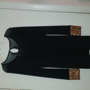 Fashion Nova Black Gold Cuff Mini Dress - Large